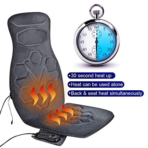 Relief Expert Back Car Seat Massager Cushion Chair Pad with Heat 10 Vibrating Motors for Office Auto Home
