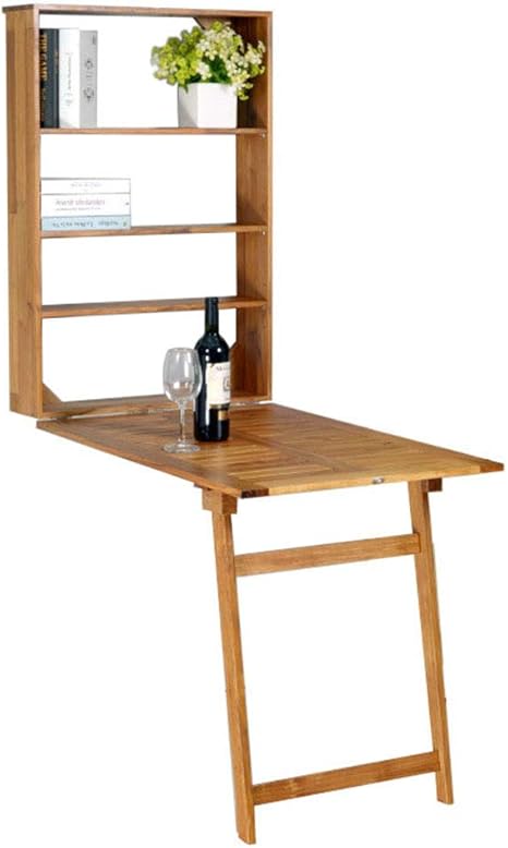 Amazon 木製の壁掛け折りたたみテーブル ハンギングダイニングテーブルコンピューターテーブル 収納棚付きキッチンサイドテーブル ナチュラルカラー サイドテーブル オンライン通販