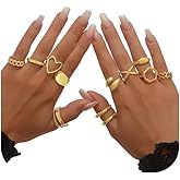 Wrlcorly 12Pcs Gold Knuckle Rings Set 18K Gold Plated Stackable Joint Finger Rings Braided Twist Hollow Heart Cloud Signet Rings Chunky Open Ring Band Statement Jewelry for Women
