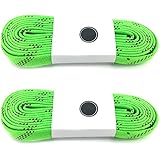 Silfrae Waxed Skate Hockey Laces, Sold in Two Pairs, Heavy Duty, Perfect for Hockey, Roller Derby, and Skates, and Boots, Multi-Size and Multi-Color Available. (Light Green, 96')