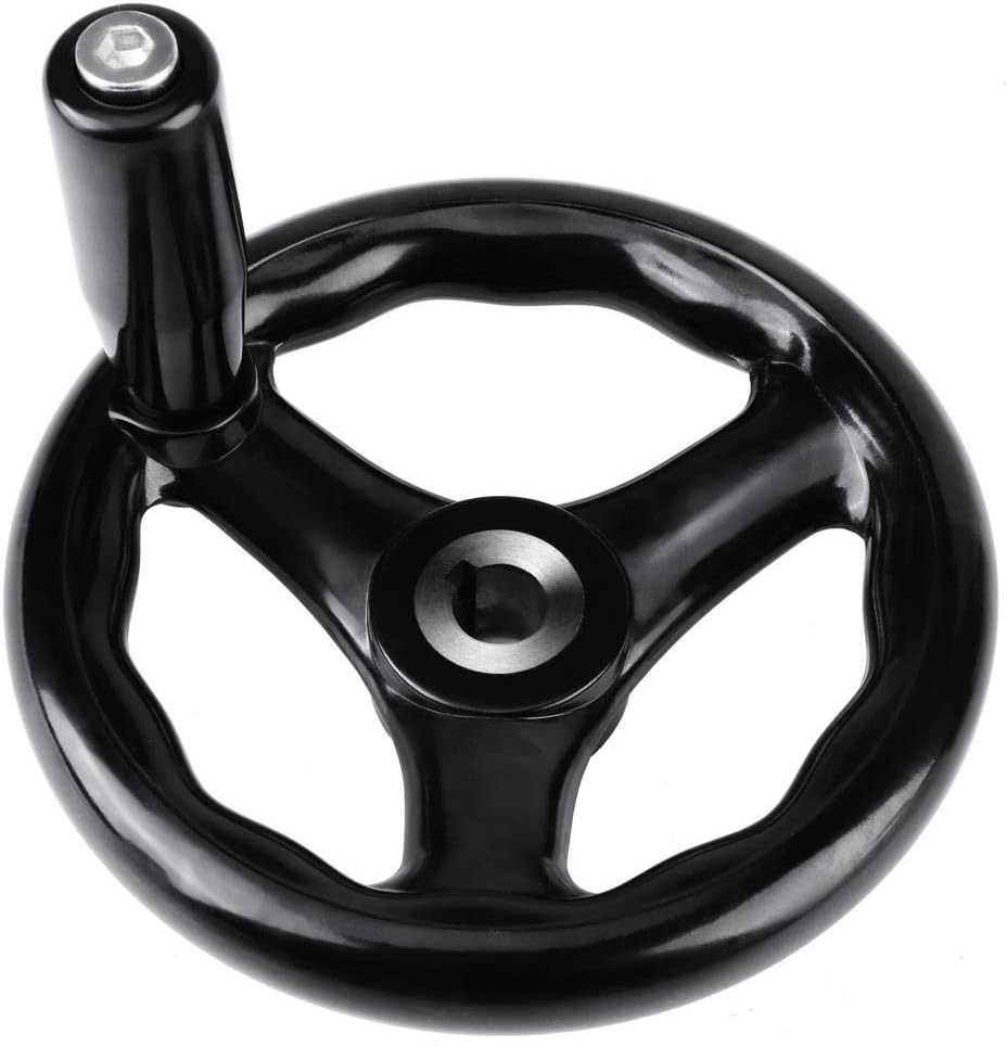CNC Hand Wheel, 3 Spoke Hand Wheel 125mm/4.92inch Diameter Black Round