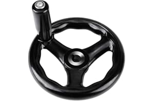 CNC Hand Wheel, 3 Spoke Hand Wheel Outer Diameter 125mm Diameter Black Round Wheel Thread Hole Diameter 12mm Handle Height 8c