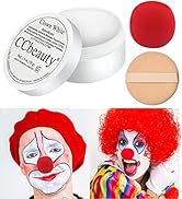 CCbeauty Professional White Face Paint Oil Cream(1.9 oz) with Red ClownNose - Clown Halloween Jok...