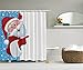 Ambesonne Christmas Shower Curtain, Father Christmas Happy Illustration Winter Snow Season Elements, Cloth Fabric Bathroom Decor Set with Hooks, 69