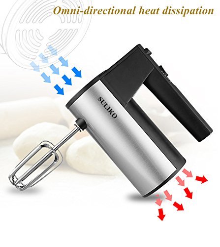TimedMALL Electric Hand Mixer,200W with 5 Different Speed Settings and Turbo Button with Sturdy Whisk Beaters and Dough Hooks,Stainless Steel Food Mixer Sturdy Beaters
