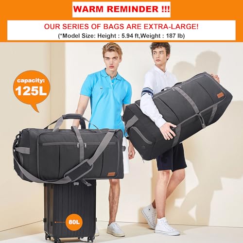 Upeelife Foldable Travel Bag, 125L, Large Travel Bag for Women, Men, Sports, Waterproof, Weekend Bag with Shoe Compartment and Wet Pocket