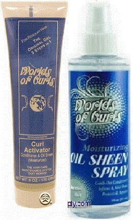 Worlds of Curls Regular Strength Double Combo (Comb Out Oil Sheen Moisturizer Spray and Curl Activator Gel) Includes 1 Free NYX Eyepencil (8 oz Spray Set)