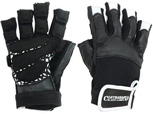 Contraband Black Label 5830 Premium Leather Lifting Gloves (Pair) for Men | Fingerless Designed w/Super Grip Pads for Weightlifting Workout Exercise Gym and Powerlifting