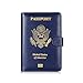 Maxjoy Leather Passport Holder, Passport Book Cover, Passport Wallet for Men/Womem, RFID Blocking Travel Passport Wallet Card Organizer passport case, Blue