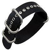 Black High-end Superior NATO Style Sturdy Import Canvas Sport Watch Band Strap Replacement for Men