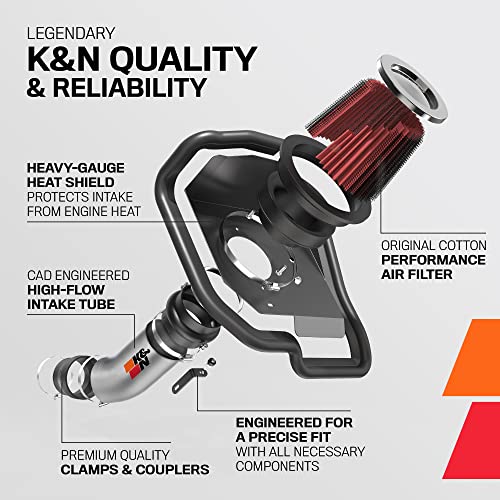 K&N Cold Air Intake Kit Increase Acceleration & Engine Growl, Guaranteed to Increase Horsepower