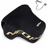 First2savvv QSL-P900S-01 black Neoprene Camera Case Bag for Nikon COOLPIX P900S P900 + camera lens cap keeper