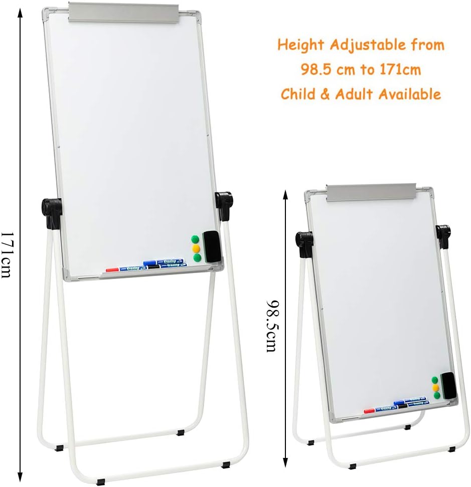 DOEWORKS Flip Chart Easel Whiteboard 90x60cm U-Stand, Double Sides Magnetic White Board Flipchart - Image 5