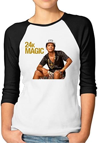 Zengshabi Women's Bruno Mars 24k Magic 3/4 Sleeve Raglan T ShirtsBlack