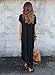 HUSKARY Womens Casual Pocket Beach Long Dress Short Sleeve Split Loose Maxi Dress, Black 01, Medium