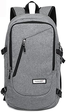 NIUIEME Slim Laptop Backpack 20 Inch Business Water Resistant Polyester Laptop Backpack with USB Charging Port (Gray)