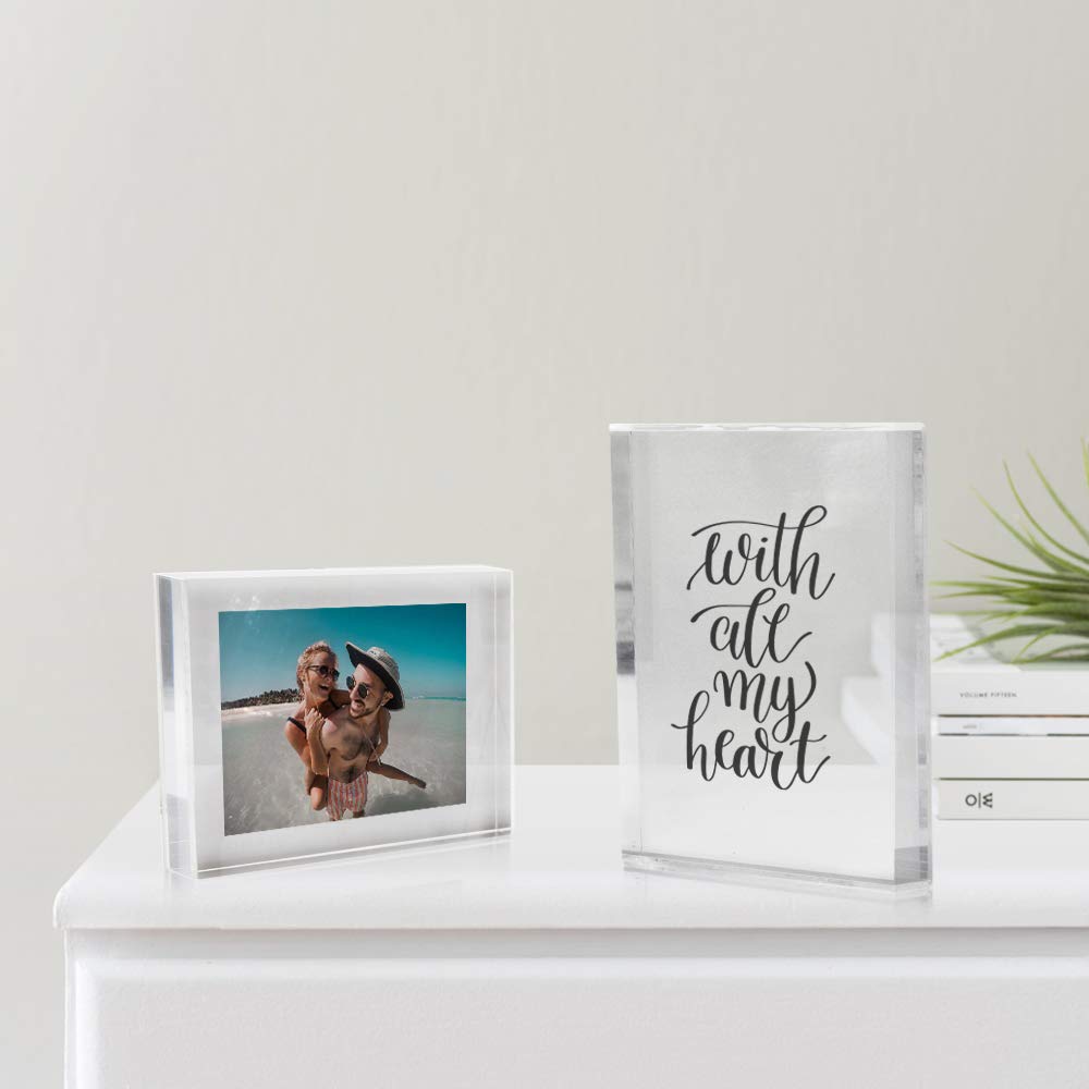 Afuly 4x6 Acrylic Picture Frames Clear Double Sided Photo Frame Unique Thanksgiving Present Tabletop Display 2 Pack