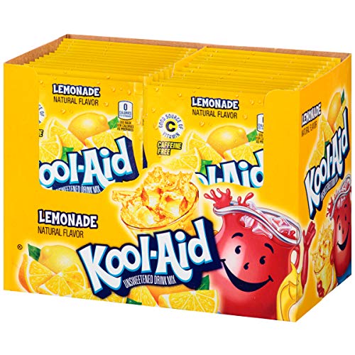 KoolAid Lemonade Flavored Unsweetened Caffeine Free Drink Mix, 48