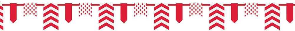 Unique Party 63310 - 12ft Red Polka Dot and Chevron Paper Bunting - Image 3