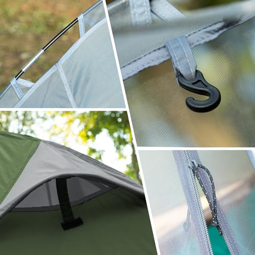 Forceatt Camping Tent, 1/2 Person Tent, Ultralight 1 Seater Tent, Quick Assembly, Water Resistant, Small Package, Double Layer Camping Tent, for Camping, Motorcycle Travel, Trekking