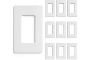 White Matte Screwless Wall Plate Cover 10 Pack - 1-Gang Light Switch Cover Plate & Outlet Covers Wall Plate, Hidden Screw Des