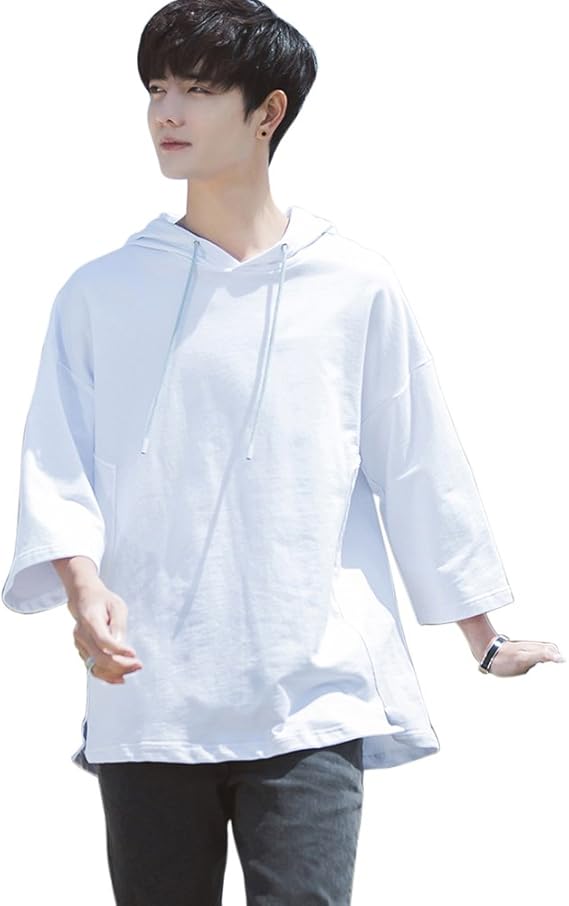 Amazon Boxuanメンズ Tシャツ 夏半袖 白 薄手 無地 カジュアル ゆったり 人気 パーカー 春秋 メンズ 半袖 通学通勤 男の子 個性 7分袖 上着 スポーツ おしゃれ かわいい Tシャツ カットソー 通販