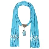 Scarf LERDU Women's Tassel Scarf Necklace Indian Teardrop Pendant Jersey Scarf Jewelry Accessory