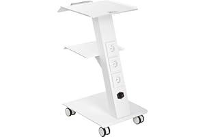 VEVOR Lab Trolley, Rolling Lab Cart with Built-in Socket, 3-Layer Metal Mobile Trolley, Tray Rolling Clinic Cart with Swivel 