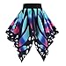 iDWZA Women Retro Butterfly Print Evening Party Asymmetrical Skirts Swing Dress