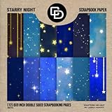 Starry Night Scrapbook Paper (12) 8x8 Inch Double