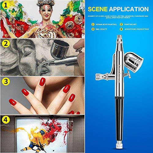 Gocheer Airbrush Set Double Action Airbrush Pistolen Set Pies mit 0,2 mm, 0,3 mm, 0,5 mm Düsennadel für Kunst Tattoo Nail Art Make-up Handwerk Kuchen Spray Modellierung Werkzeug