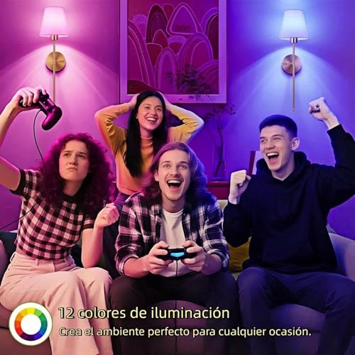 Nuevos Apliques de pared recargables (2 Piezas, 10000mAh c/u), 15 Colores, 10 Niveles de Brillo. Lamparas de pared inalámbricas con control remoto, perfectas como lámparas de pared interior de casas.