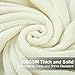 EASELAND Soft Queen Size Blanket Winter Warm Fuzzy Microplush Lightweight Thermal Fleece Blankets for Couch Bed Sofa,90x90 Inches,Ivory