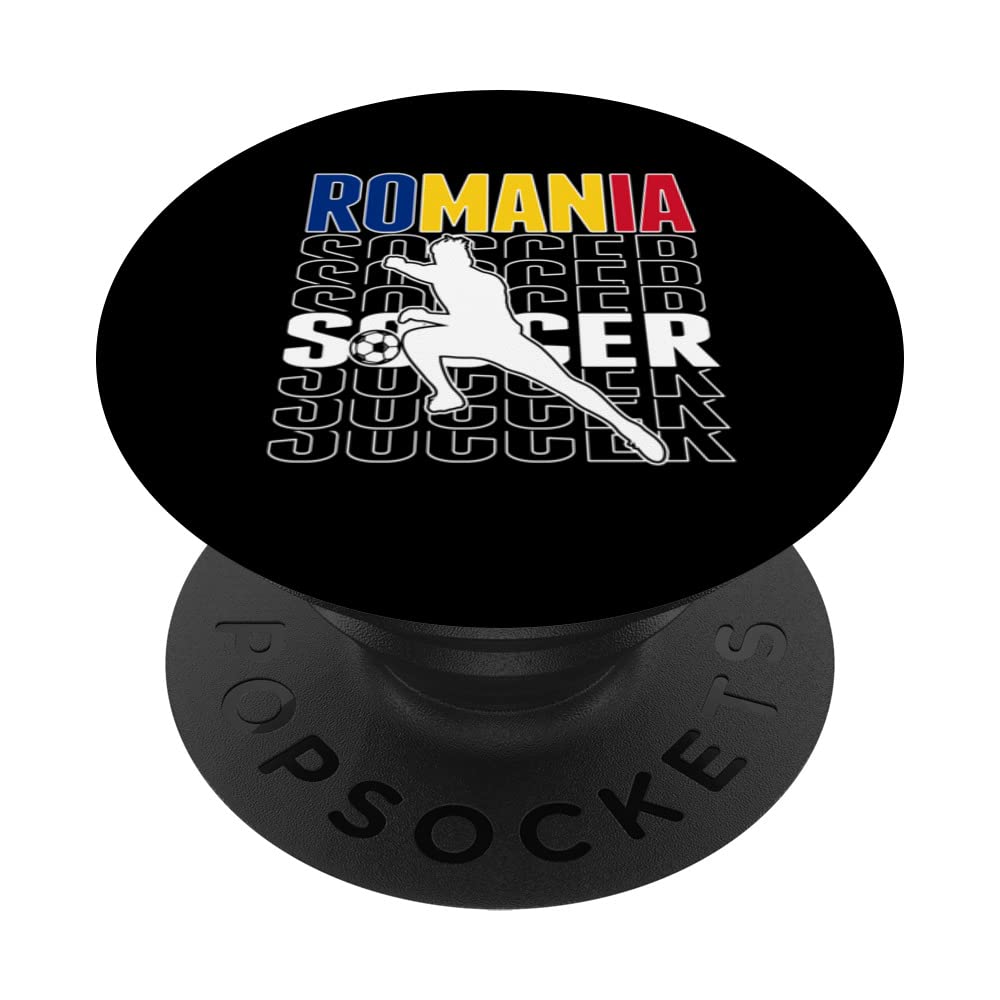 Romania Soccer Fans Jersey - Romanian Flag Football Lovers PopSockets Swappable PopGrip