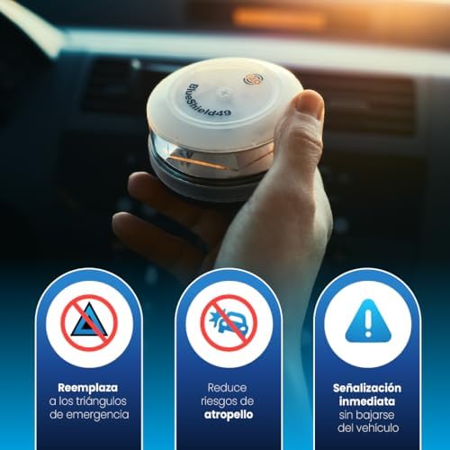 GeoBlueShield49/Garza 2 Luzes de Emergência para Automóveis Aprovadas DGT v16 3.0 e Bateria Case I Energizer 9V I Obrigatória em 2026 I Conectividade IoT até 2038 I Em Colaboração, 2 Beacons
