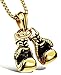 Hamoery Men Punk Stainless Steel Boxing Gloves Chain Pendant Necklace