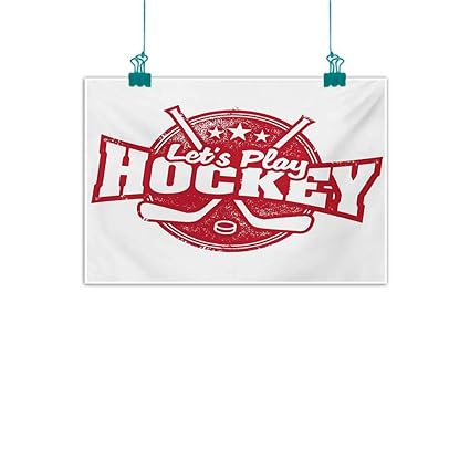 Amazon Com Mdxizc Art Canvas Print Hockey Lets Play Retro Style