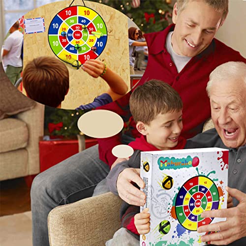 Dart Board for Kids,12 Sticky Balls,1 Toy Gun,2 Dart Bullets Set,Kids Toys Gifts for 3 4 5 6 7 8 9 10 11 12 Year Old Boys and Girls Safe Indoor Outdoor Outside Party Sports Games for Ages 3+ Boy Girl
