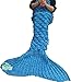 Hughapy Knitted Mermaid Tail Blanket for Adults and Teens, Kids Crochet Snuggle Mermaid, All Seasons Scales Pattern Sleeping Bag Blanket (Adult,Light Blue)