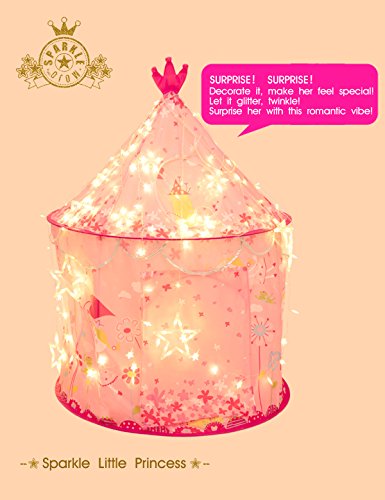 Bestmart INC Children's Play Tent Tunnels Princess Castle Play Tent Small Outdoor House Play Hut Pink Girl's Birthday Gift Ball Pit Toss Game, Premium Quality/Safety Certified as per ASTM