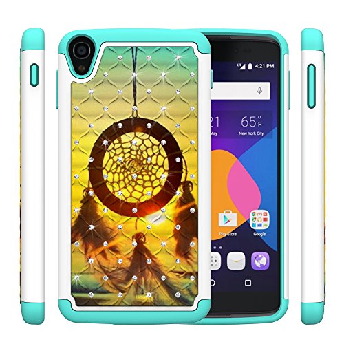 Alcatel One Touch Idol 3 5.5in Case, Vfunn [Shock Absorption] Studded Rhinestone Bling Hybrid Dual Layer Armor Slim Defender Protective Case Cover For One Touch Idol 3 5.5 Inch (Dreamcatcher)