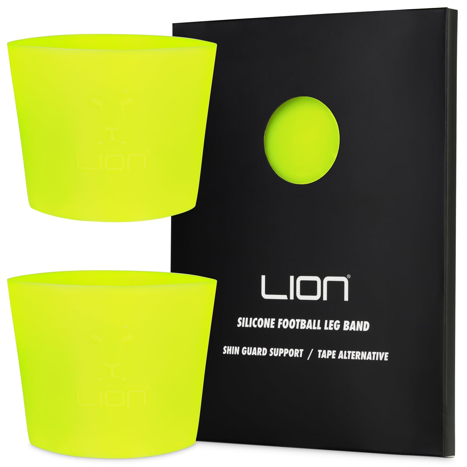 Silicone Football Leg Bands For Adults & Kids - The Tape Alternative To Hold Shin Pads In Place To Match Your Kit (Neon Yellow)