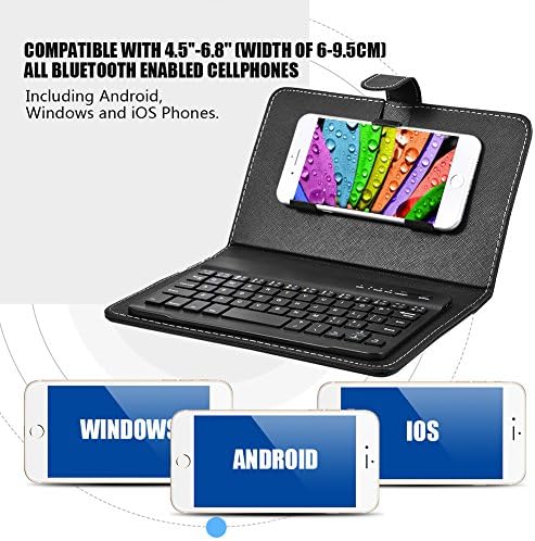 VBESTLIFE Clavier sans Fil Universel 2-en-1, Kit Clavier de Bluetooth avec Etui en Cuir PU et Le Support pour Les Téléphones iOS/Android.(Noir)