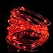 Homeleo Waterproof / Flexible 50 LED Battery Operated Silver Wire / Starry String Lights with Remote, Red (5 Meter)