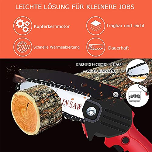 LUSTAR Kleiner Kettensägen-Akku Mit Akku Und Ladegerät, Kettensäge Mit 2 Akkus 4 Ketten Und Für Gartenbäume – Bild 7