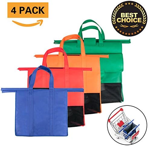 Shopping Cart Trolley Bag Non-woven - Storage Bag Reusable Grocery - Carry all Your Groceries and Other Items - Size fits USA（ 4 pcs）