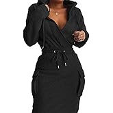 BIRW Hoodie Dress for Women 2026 Slim Casual Long Sleeve High Waist Drawstring Pullover Bodycon Sweatshirt Dresses