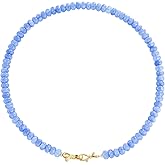 NLIEO Rainbow Colorful Gemstone Beaded Choker Necklace for Women 14K Gold Bow Birthstone Beads Chokers 18inches