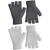 NZKNP Fingerless Gloves for Women & Men - Warm Knitted Mittens for Typing & Half Finger Gloves