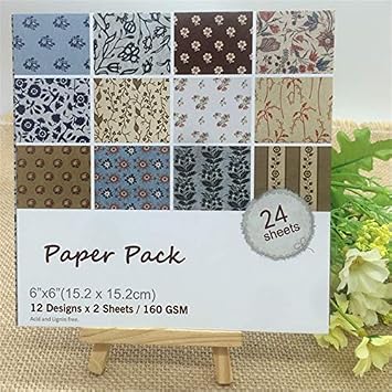 Small Chipinc 24 Sheets Square Floral Flowers Scrapbooking